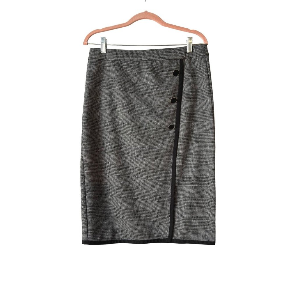 Ann Taylor Black Plaid Faux Wrap Skirt NWT Size Medium